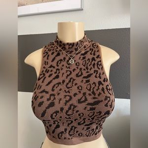 Printed mock neck top